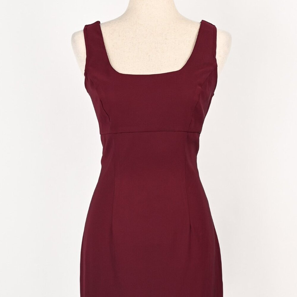 Vintage 90s Dark Burgundy Polyester Sleeveless Cocktail Dress - 3/4